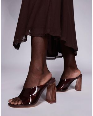 Public Desire Kyoto Transparent Heeled Mules - Brown