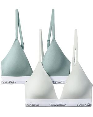 Calvin Klein Icon Cotton Modal Lightly Lined Triangle Bra 2pk - White