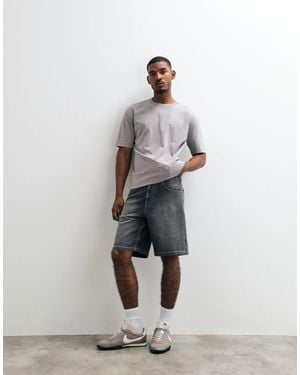 Hollister baggy Denim Shorts With Star Graphic Detail - White