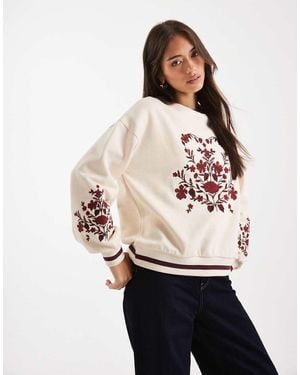 Miss Selfridge Embroidered Tapestry Sweatshirt - Natural
