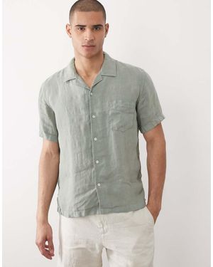 GANT Garment Dyed Open Collar Linen Shirt - Grey