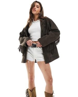 ASOS Premium Suede Tassel Jacket - Black
