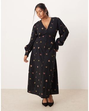Nobody's Child Shannon Embroidered Midi Dress - Black