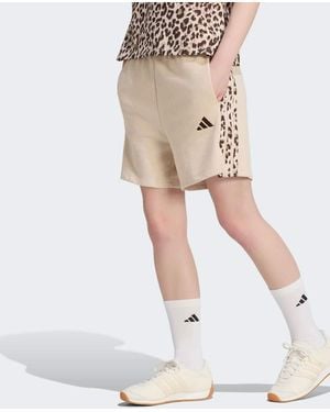 adidas Originals Seasonal Essentials 3-stripes Animal Print Shorts - Natural