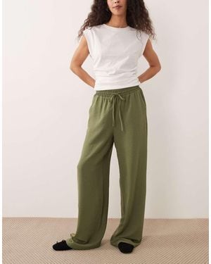 Vila Tie Waist Wide Leg Trousers - Natural