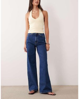 ARKET Vaqueros Azules De Pernera Ancha Y Talle Alto Con Lavado Medio Lupine De