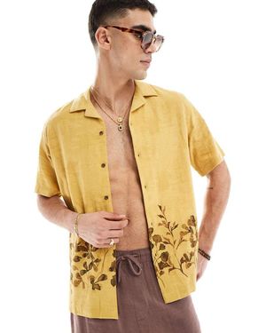 ASOS Relaxed Revere Shirt With Floral Jacquard - Metallic
