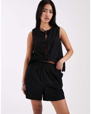 Pieces Pantalones Cortos Negros De Talle Alto De (Parte De Un Conjunto)