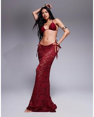 Candypants Lace Maxi Beach Skirt - Red