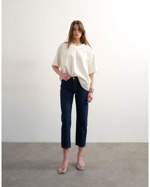 TOPSHOP Runway Mid Rise Cropped Jean - Blue