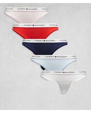 Tommy Hilfiger Essential Cotton 5 Pack Thongs - White