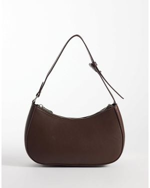 Pieces Leather Look Shoulder Bag - Brown