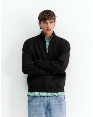 Pull&Bear Quarter-zip Sweatshirt - Black