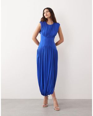 ARRANGE Vestito Lungo Drappeggiato Raccolto Stretto - Blu