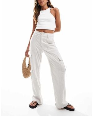 Hollister Linen Cargo Trouser - White