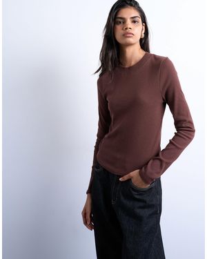 TOPSHOP – langärmliges, geripptes oberteil - Lila