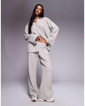 Kaiia Exclusive Cotton Rich Ribbed Straight Leg jogger Co-ord - Purple