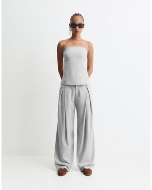Pull&Bear Darted Smart Trousers - White