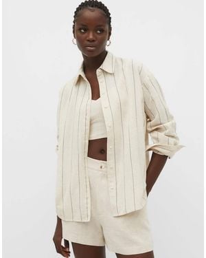 Stradivarius Linen Blend Shirt - Natural