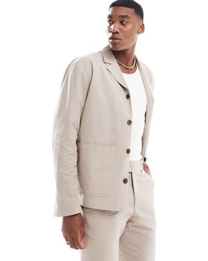 SELECTED – lässige seersucker-jacke - Natur