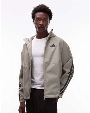 adidas Originals 3 Stripe Rain Jacket - Grey