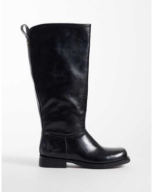 Public Desire Botas Por La Rodilla Sheldon De Punta Redonda En - Negro