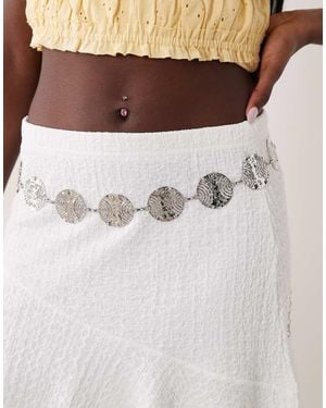 South Beach Hammered Disc Chain Belt - Grey