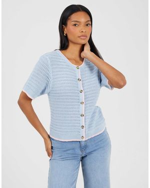 Brave Soul – kurzärmlige strickjacke - Blau