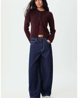 Stradivarius Buttoned Knit Jacket - Blue