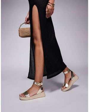 South Beach Linen Two Part Espadrille Sandals - Multicolour