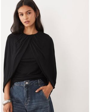 ASOS Cape Sleeve Top - Black