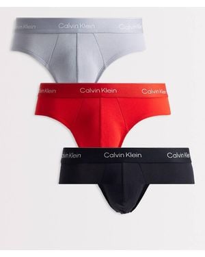 Calvin Klein Icon Cotton Stretch 3 Pack Hip Briefs - Red
