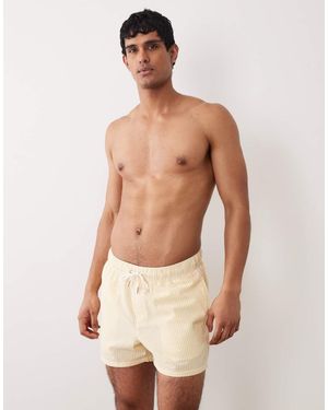ASOS Seersucker Swim Shorts - Natural