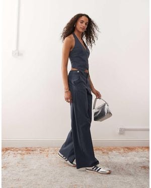 Collusion Bengaline Tailored Low Rise Trousers - Natural