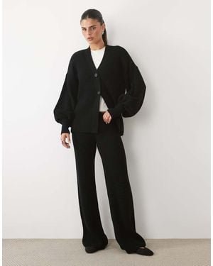 Missy Empire Conjunto De Punto Con Pantalón De Pernera Ancha En - Negro