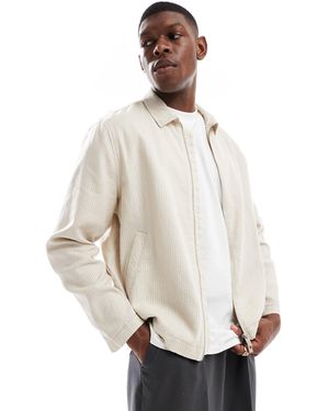 New Look – gestreifte harrington-jacke - Natur