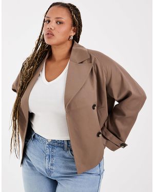 Pieces Plus Pieces Curve Short Trench Coat - Blue