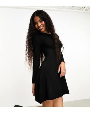 Only Petite Mini Knitted Skater Dress - Black