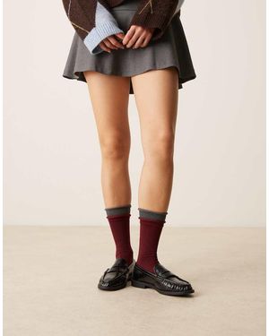 ASOS Ribbed Socks With Layered Soft Frill Top - Natural