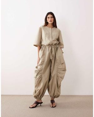 ARRANGE Oversized Utility Jumpsuit - Naturel