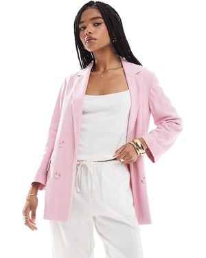 Stradivarius Linen Look Blazer - Pink
