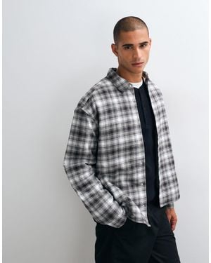 ASOS Oversized Wadded Check Shirt - Grey