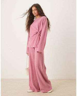 ASOS Pantalones De Pernera Ancha De Tejido Suave De - Rosa