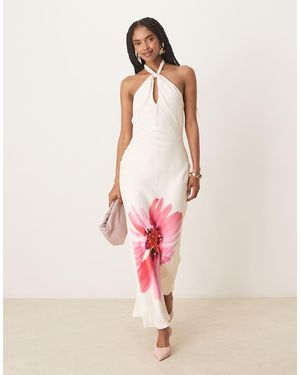 Nobody's Child Agnes Halter Neck Midi Dress With Flower - Pink