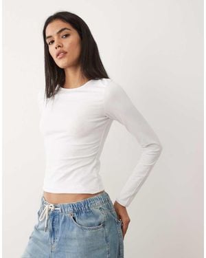 Cotton On Longline Crew Neck Long Sleeve T-shirt - White