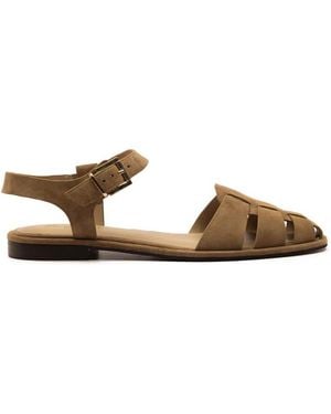 OFF THE HOOK Lilly Leather Fisherman Flat Sandals - Brown