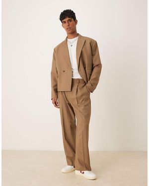 ASOS Wide Leg Suit Pants - Natural