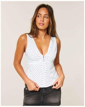 Hollister Hook & Eye Lace Trim Tank - White