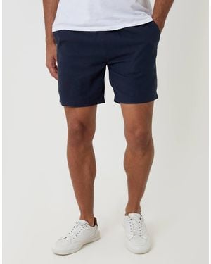 Threadbare Shorter Length Linen Blend Shorts - Blue