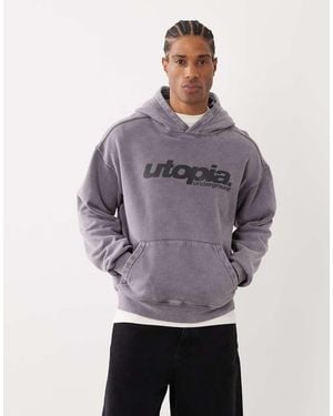 Cotton On Box Fit Graphic Hoodie - Grey